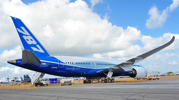 Figure 1. Picture of Boeing 787 aircraft made with lightweight carbon composite materials.